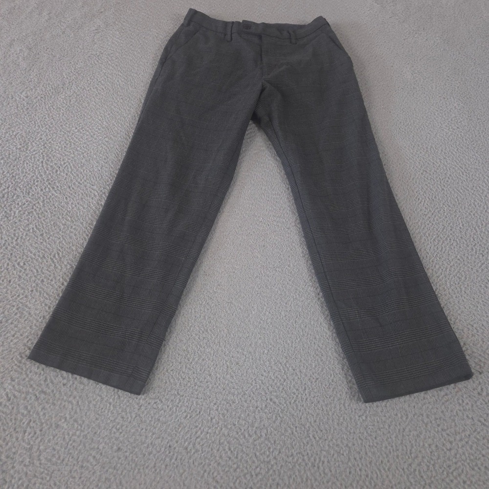Uniqlo Pants Mens 29x28 Grey Glen Plaid Heattech Slim Fit Straight Leg Trousers
